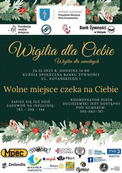 Fundacja ‘Wolne Miejsce’ organizuje Wigilię dla Samotnych w Olsztynie
