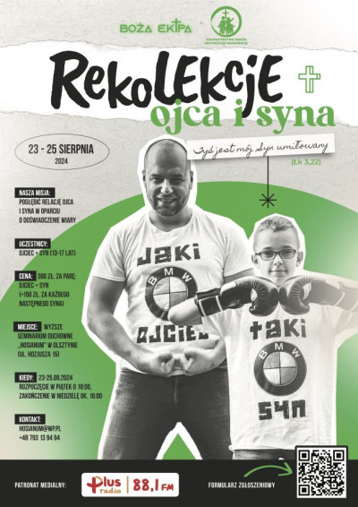 Zaproszenie na rekolekcje ojców z synami [23-25 sierpnia 2024]